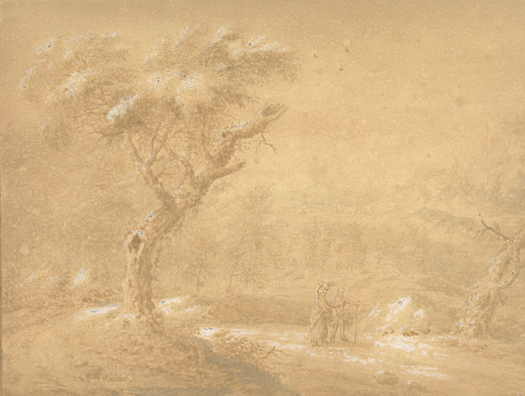 Detail of Landscape with two figures by Anonymous