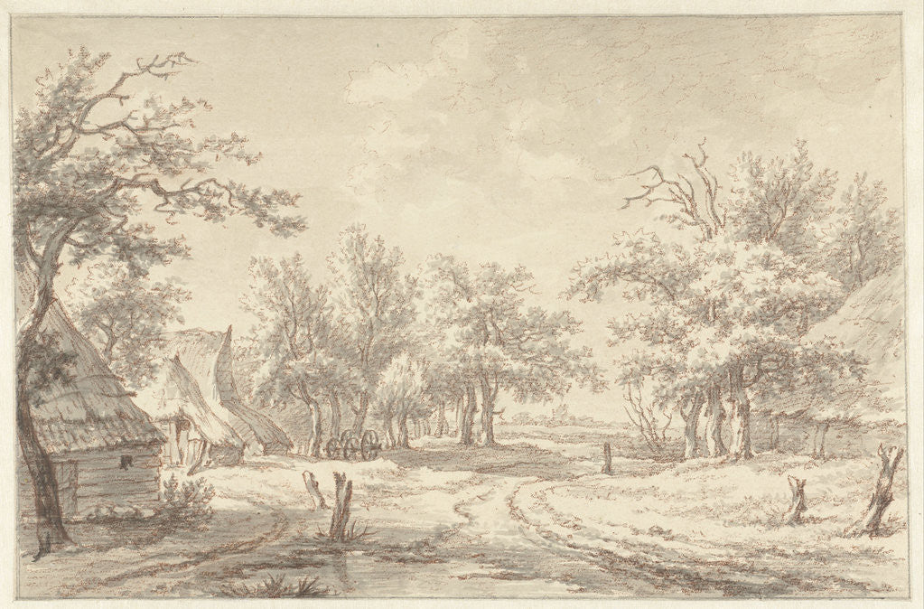 Detail of Landscape with some farms by Egbert van Drielst