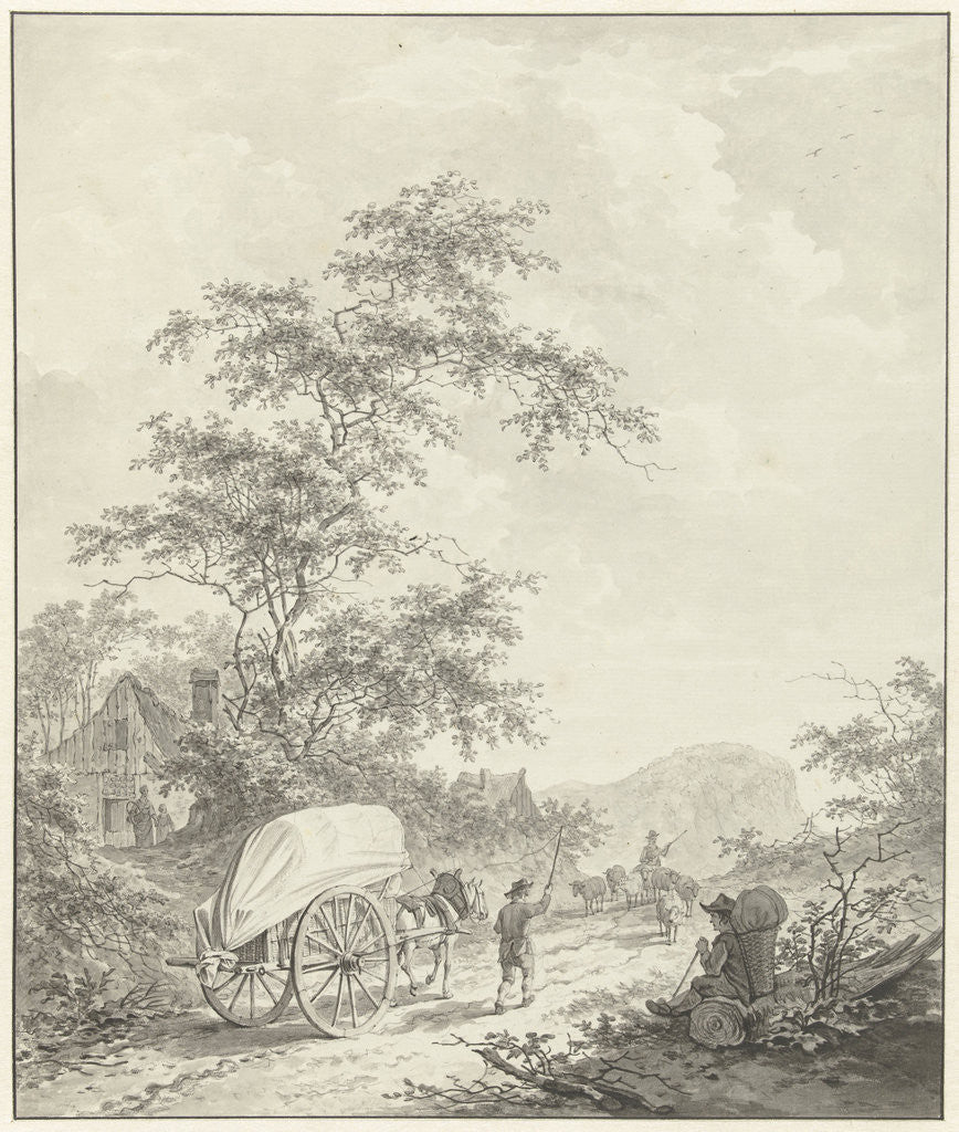 Detail of Landscape with horse and wagon by Daniël Dupré