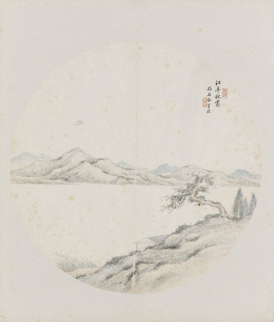 Detail of Album page, chinese painting. landscape in China by Hui Nian