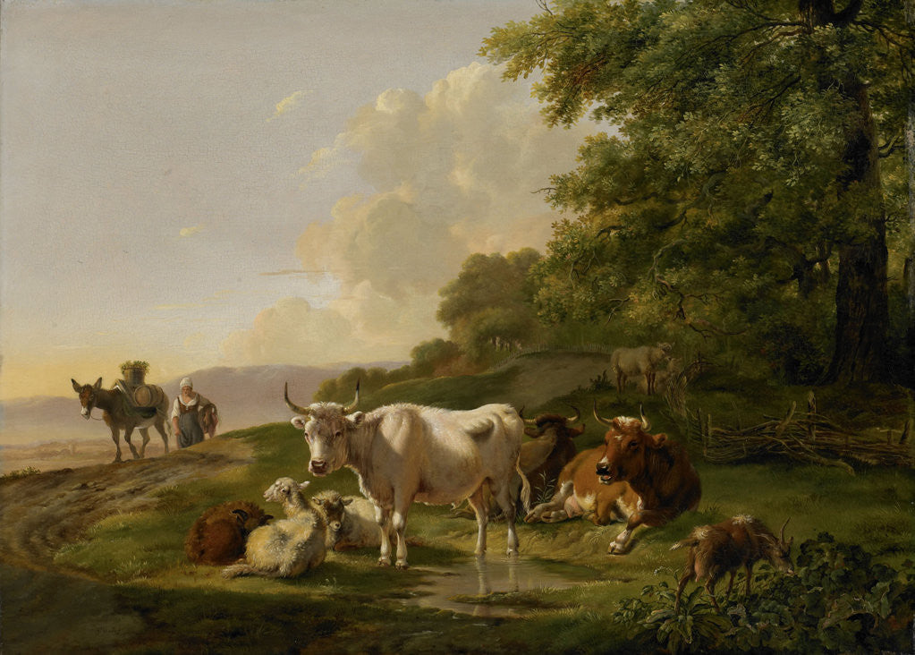 Detail of Landscape with Cattle by Pieter Gerardus van Os