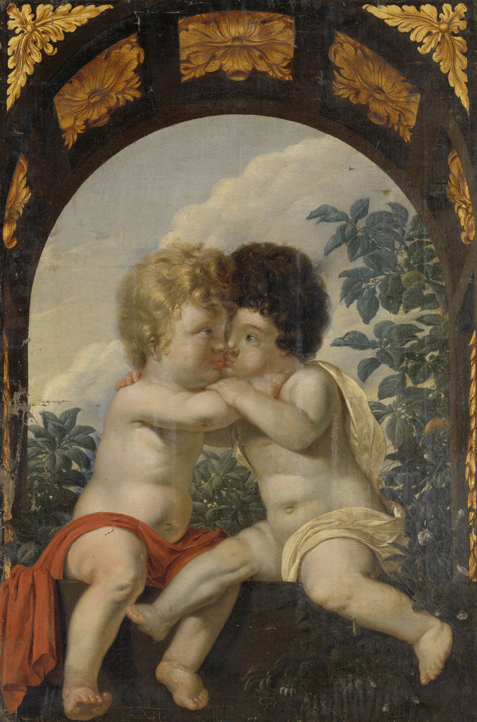 Detail of Christian Allegory with two Children Hugging each other by Anonymous