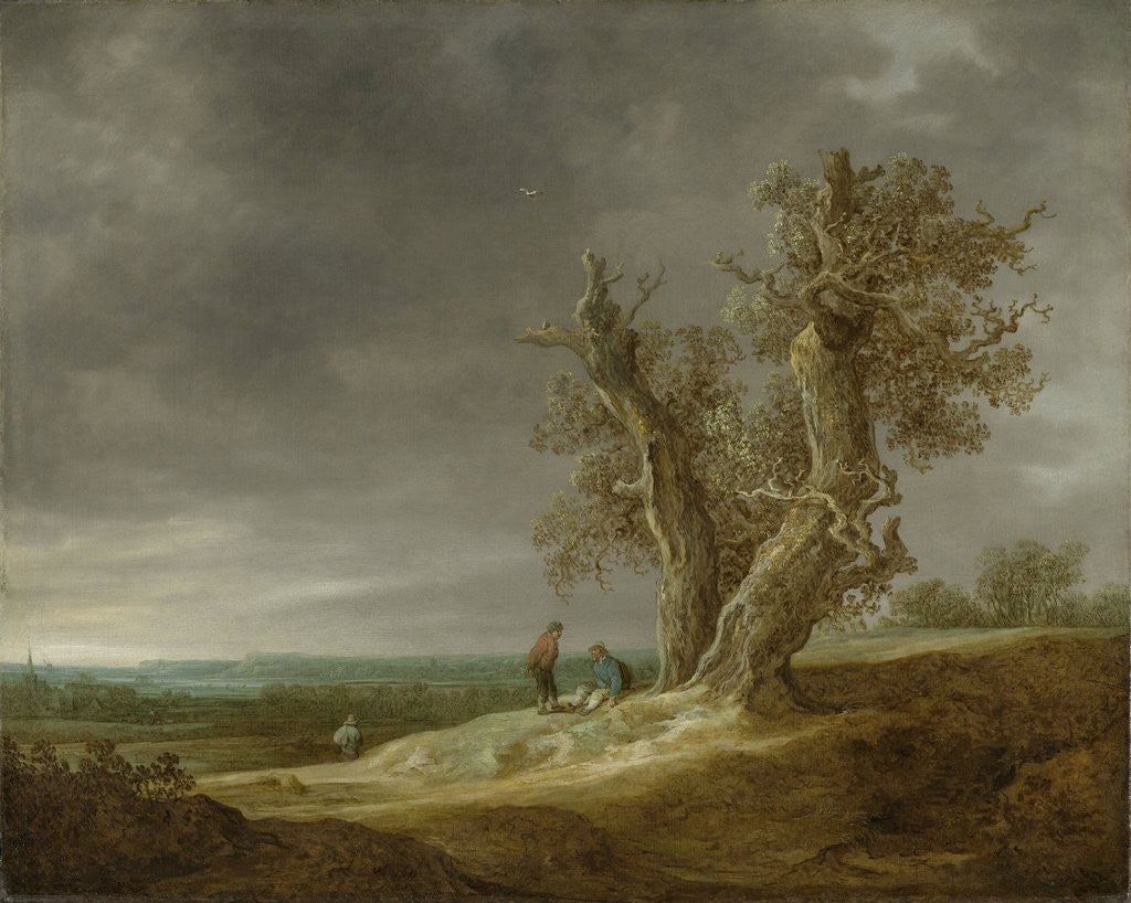 Detail of Landscape with Two Oaks by Jan van Goyen