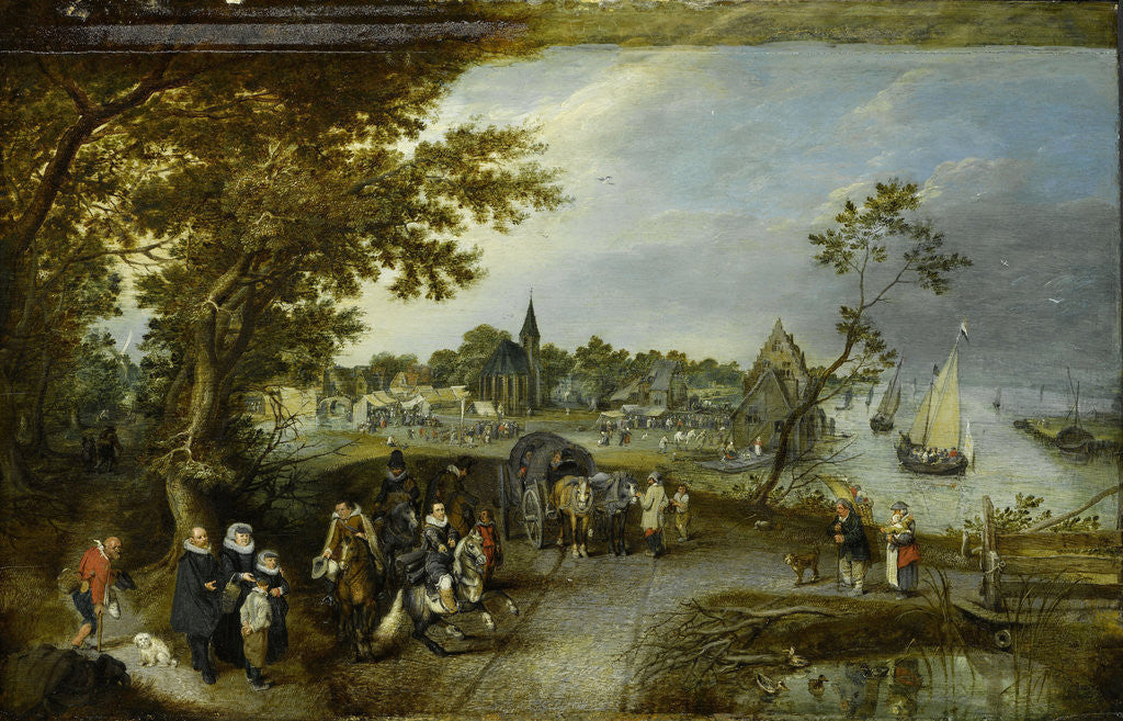 Detail of Landscape with Figures and a Village Fair (Village Kermesse) by Adriaen Pietersz. van de Venne