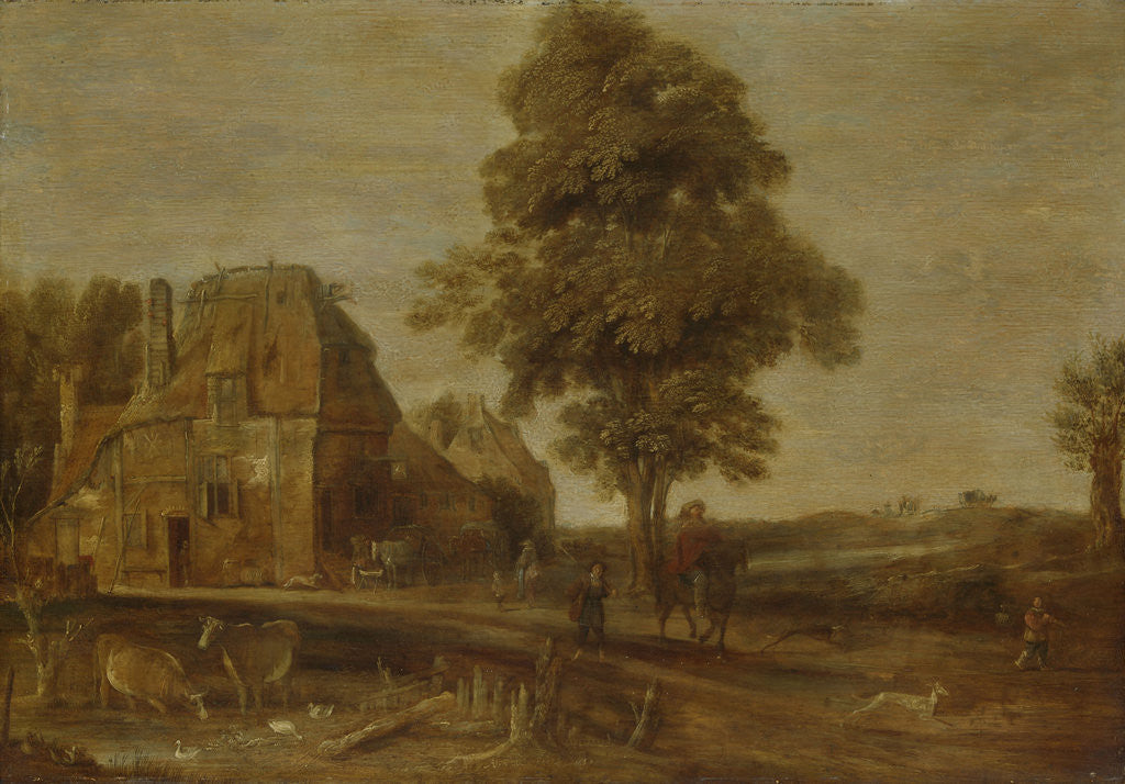 Detail of Landscape with watering place by Aert van der Neer