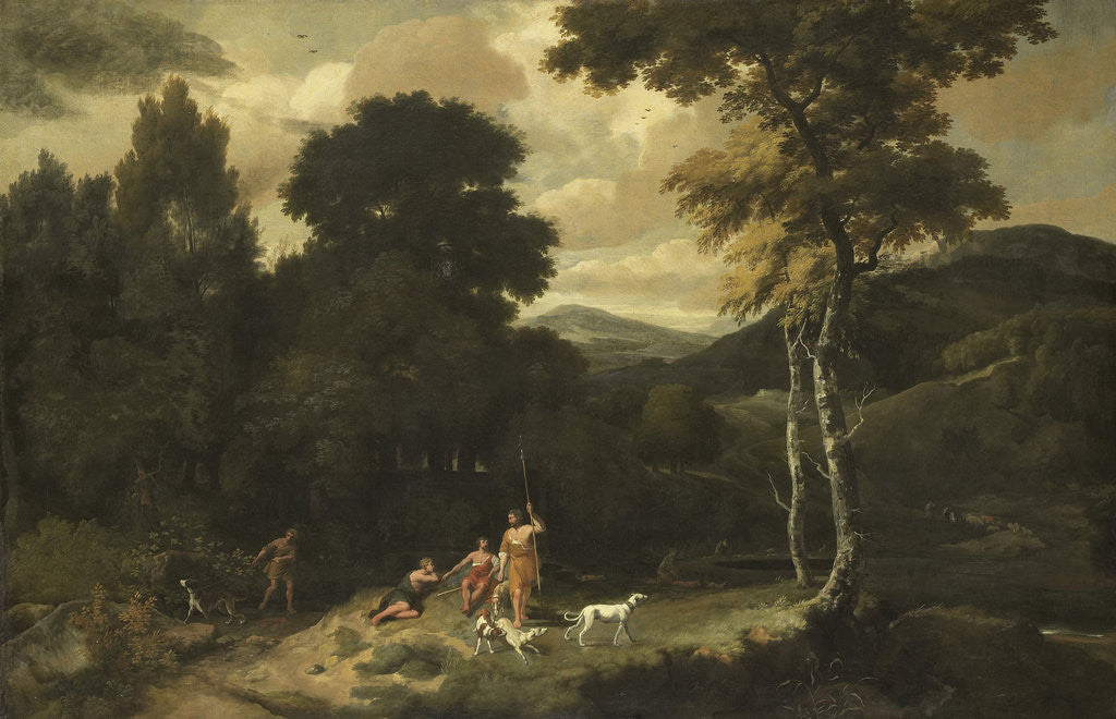 Detail of Landscape with Hunters by Jacob Esselens