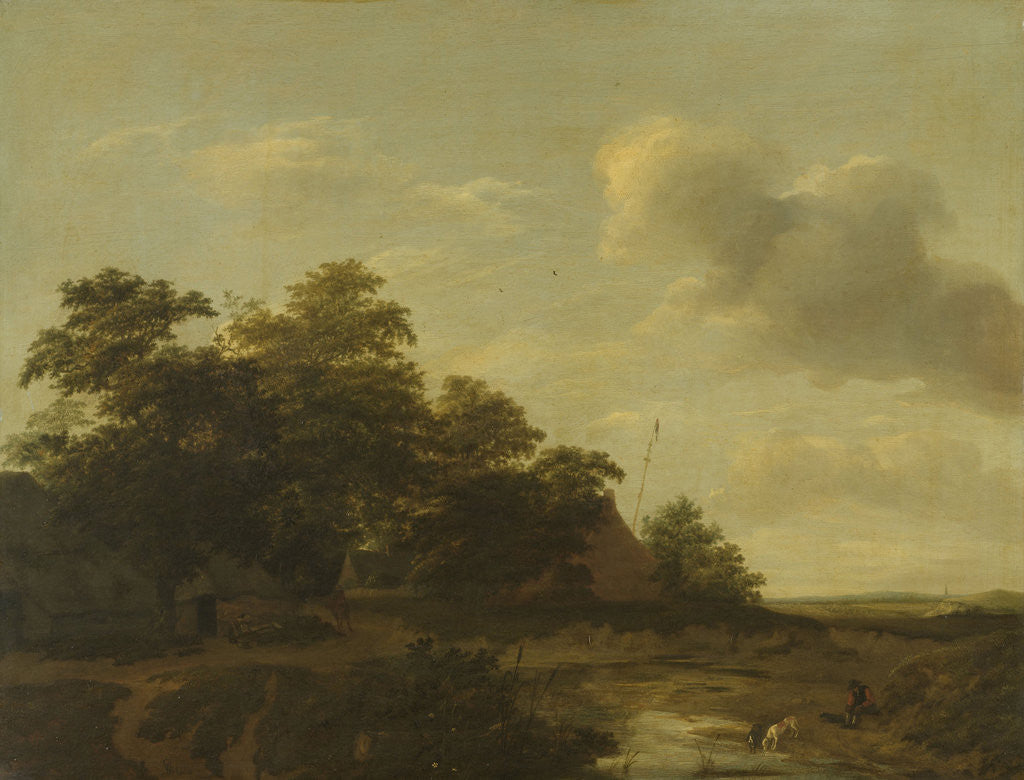 Detail of Landscape with a Farm by Jan Vermeer van Haarlem I