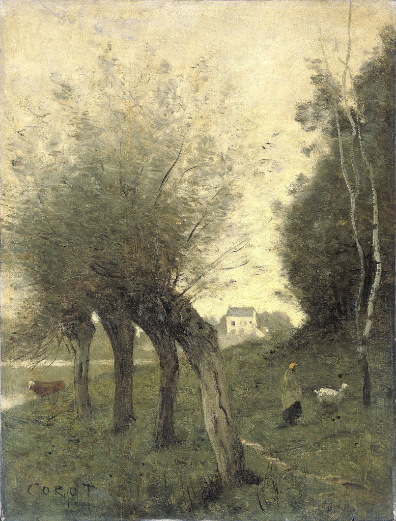 Detail of Landscape with Pollard Willows by Camille Corot