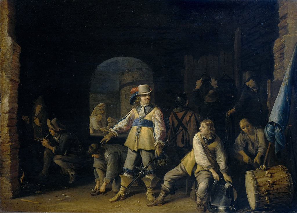 Detail of Soldiers in a guardroom by Anthonie Palamedesz.