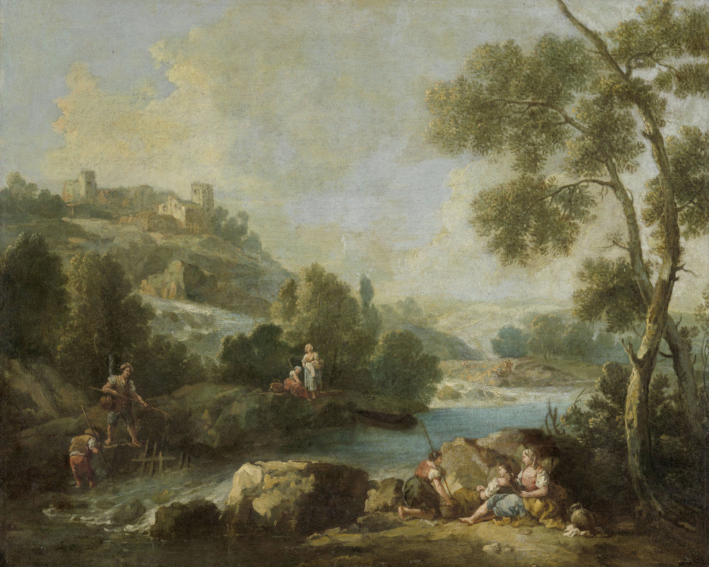 Detail of Landscape with Figures by Giuseppe Zaïs