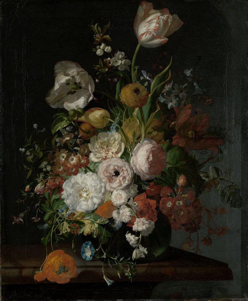 Detail of Still Life with Flowers in a Glass Vase by Rachel Ruysch