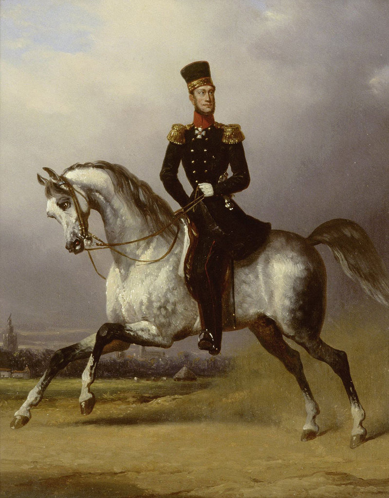 Detail of Equestrian Portrait of William II, King of the Netherlands by Nicolaas Pieneman