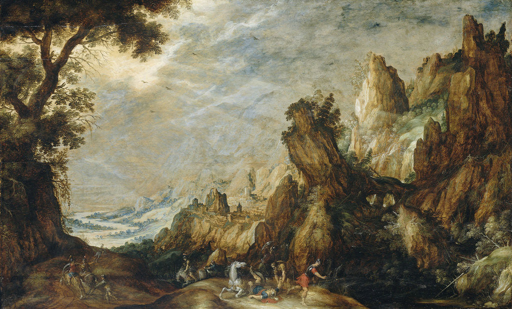 Detail of Landscape with Conversion of Saint Paul by Kerstiaen de Keuninck