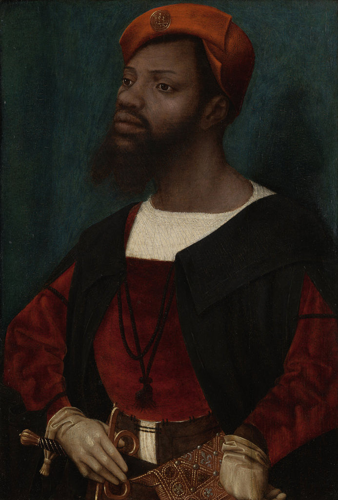 Detail of Portrait of an African Man, Christophle le More? by Jan Jansz Mostaert