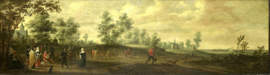 Detail of Landscape with a Dancing Couple by Pieter Meulener