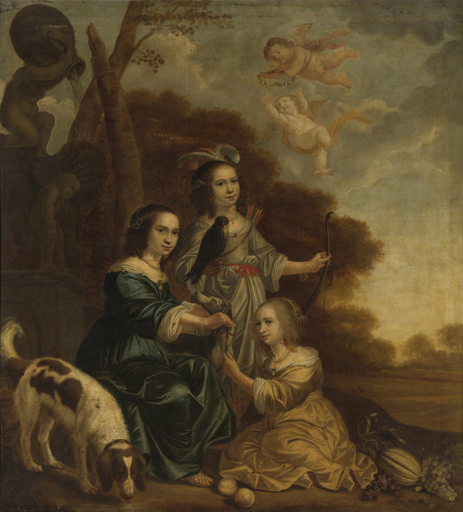 Detail of Portrait of Geertruyt, Margriet and Anna Delff, the Artist's Daughters, Portrait of three Little Girls in a Landscape by Jacob Willemsz. Delff II