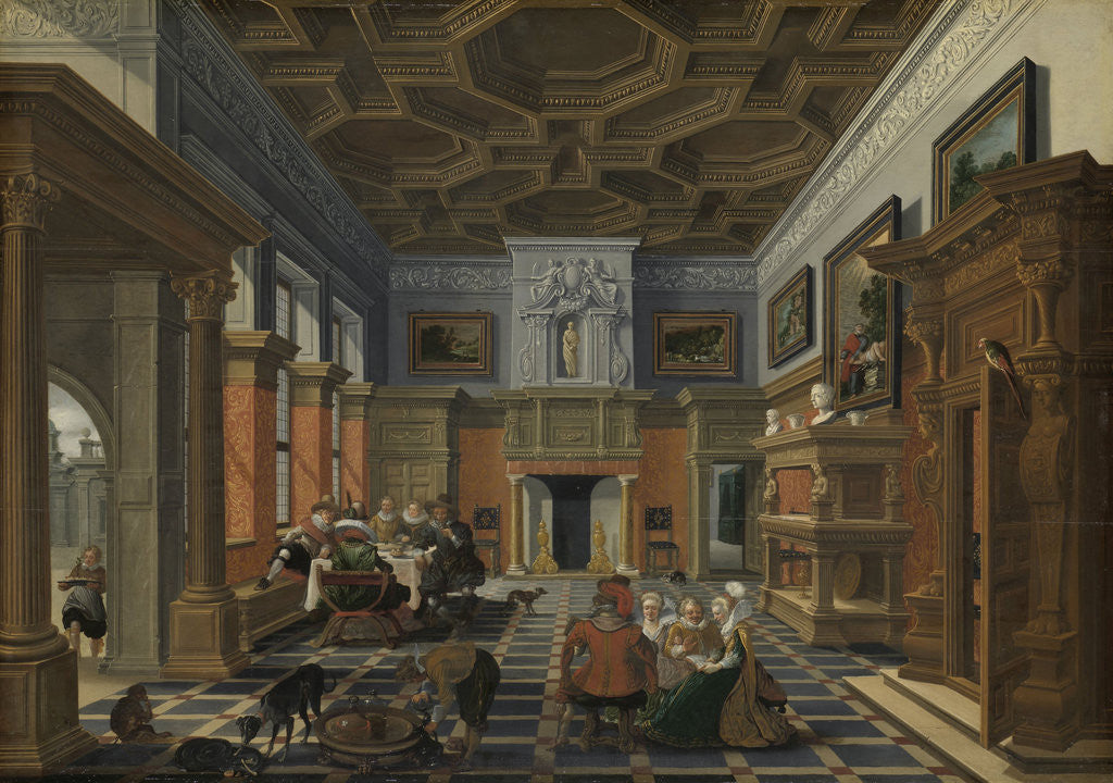 Detail of Interior with a Company, Bartholomeus van Bassen by Esaias van de Velde