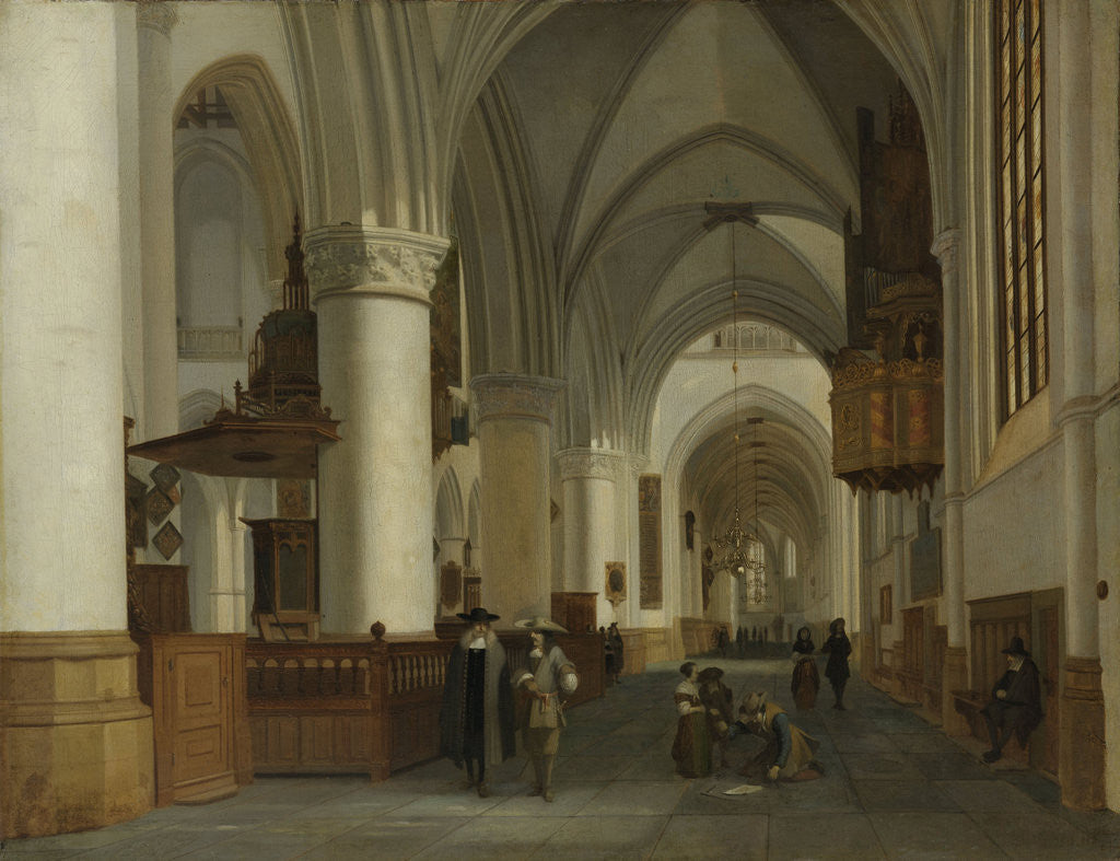 Detail of Interior of Church of St. Bavo, Grote Kerk in Haarlem, The Netherlands by Job Adriaensz Berckheyde