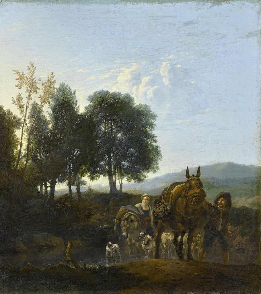 Detail of Landscape with Muleteers by Karel Dujardin