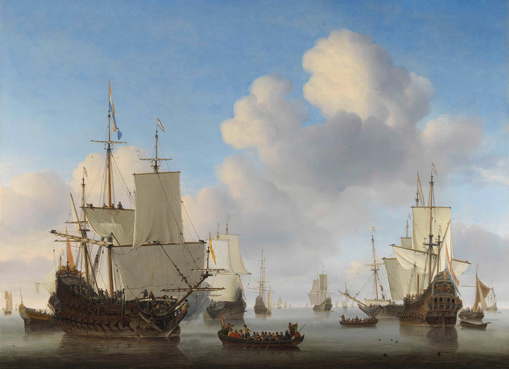 Detail of Dutch Ships in a Calm by Willem van de Velde II