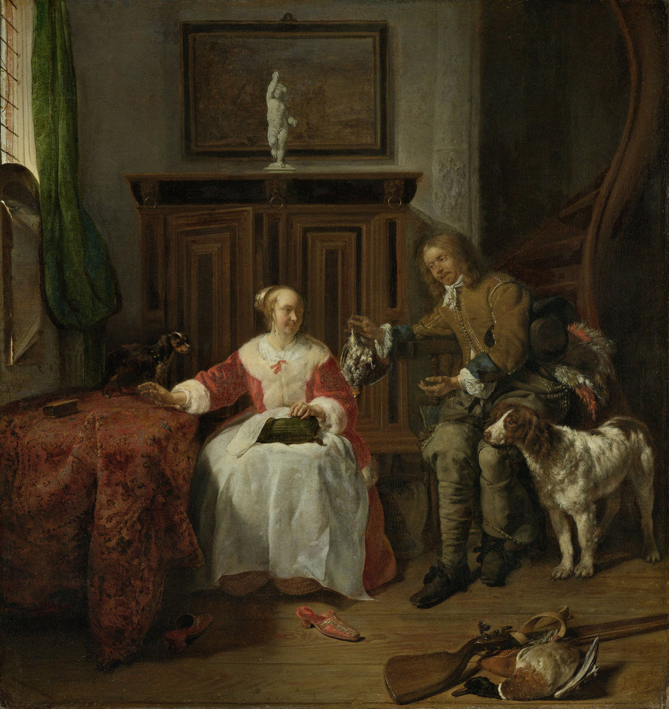 Detail of The Hunter’s Present by Gabriël Metsu