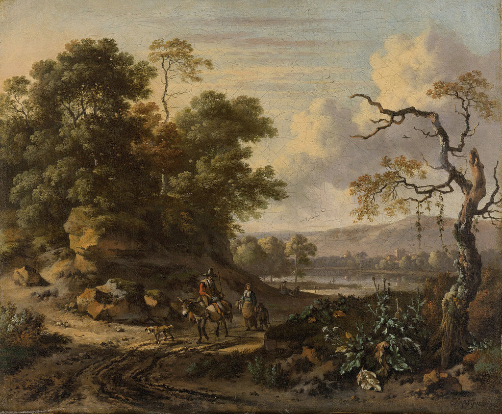 Detail of Landscape with a Man Riding a Donkey by Jan Wijnants