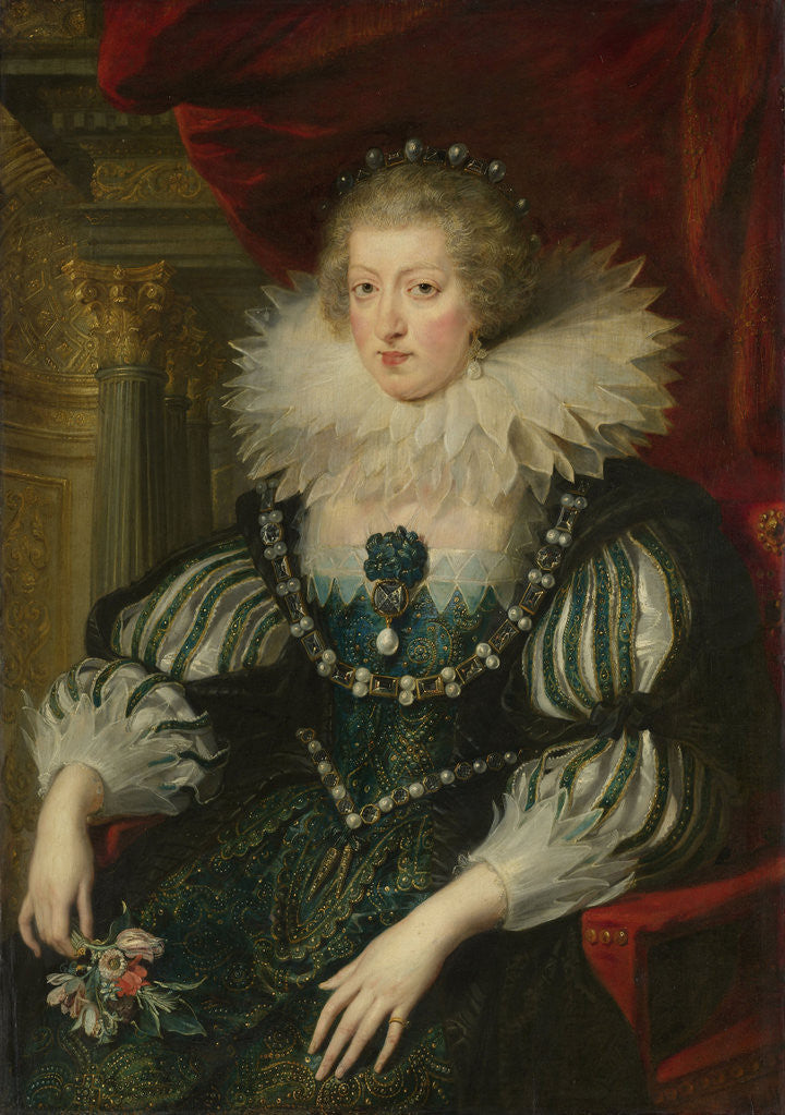 Detail of Anne of Austria, 1601-66, Wife of Louis XIII, king of France by Workshop of Peter Paul Rubens