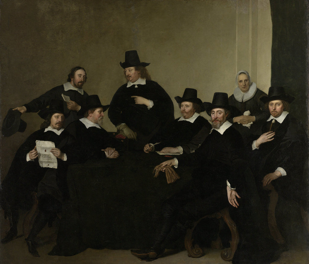 Detail of Regents of the Amsterdam Nieuwe Zijds Huiszittenhuis about 1650 by Jacob Adriaensz. Backer