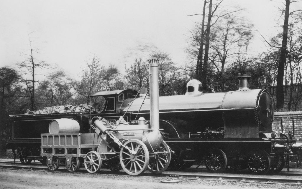 Detail of Stephenson Rocket and British Locomotive by Corbis