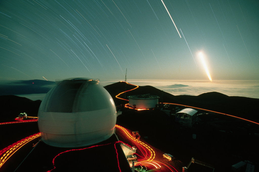 Detail of Star Trails over Mauna Kea by Corbis