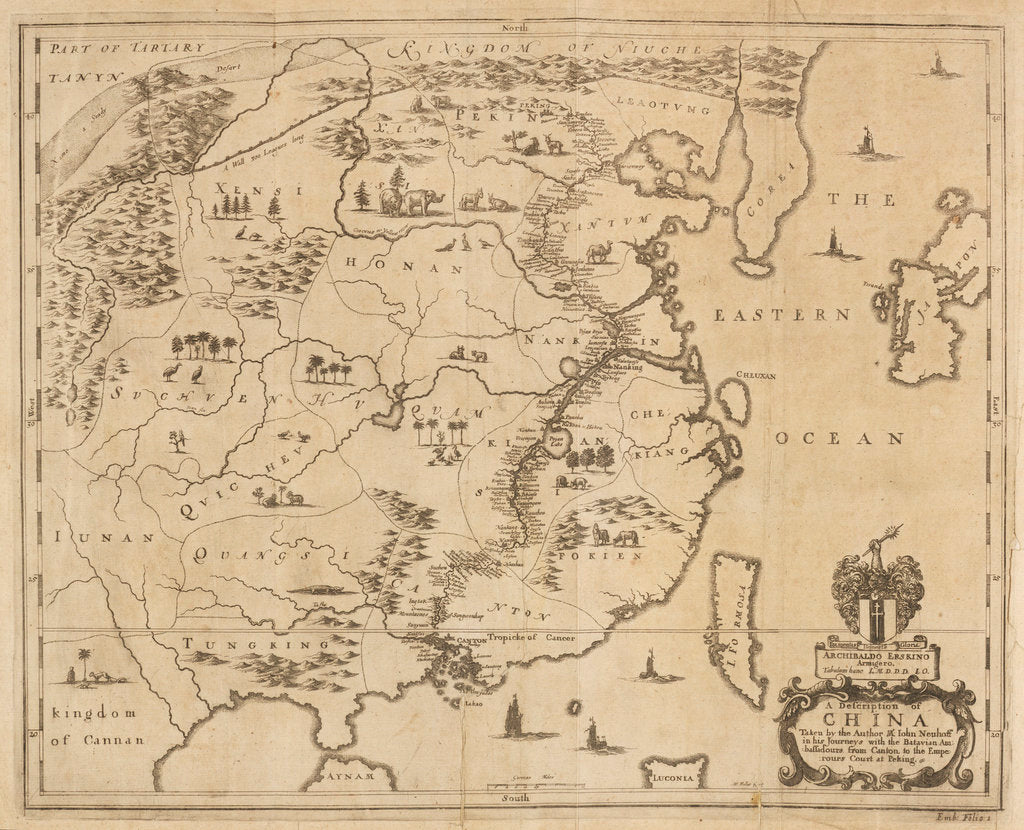 Detail of Map of China by Wenceslaus Hollar