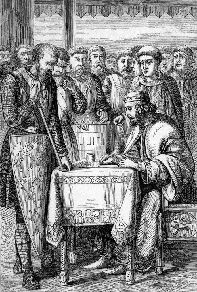 Detail of Illustration of King John Signing the Magna Carta by Corbis