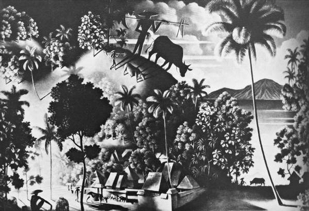 Detail of Landscape with cow's shadow, 1939 by Walter Spies