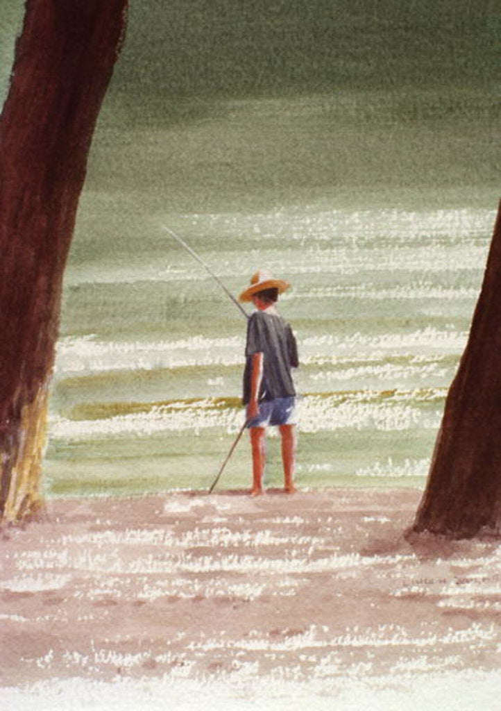 Detail of Henry Fishing, 1990 by Lincoln Seligman