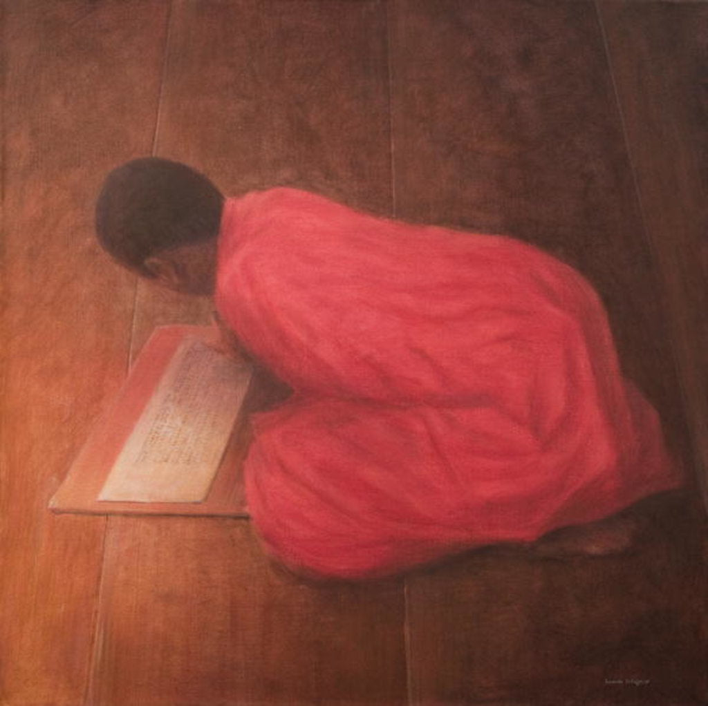 Detail of Young Monk in Class by Lincoln Seligman