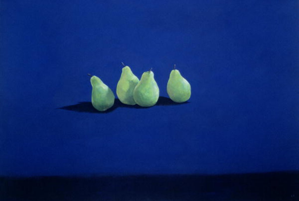 Detail of Pears on a Blue Cloth by Lincoln Seligman