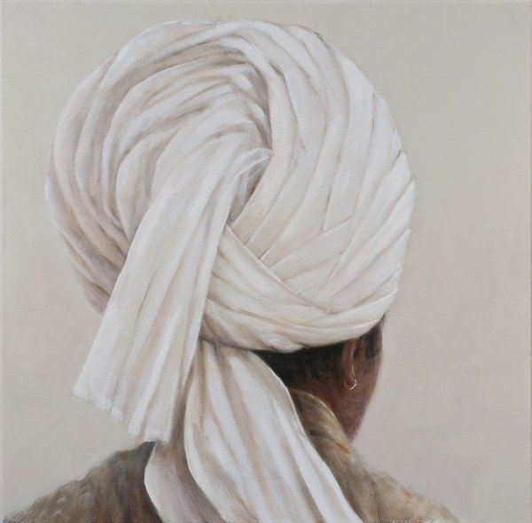 Detail of White Turban, 2014 by Lincoln Seligman