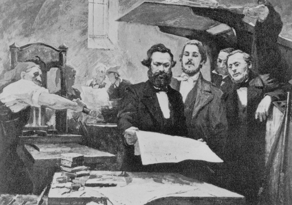 Detail of Friedrich Engels and Karl Marx During Press Operations by Corbis