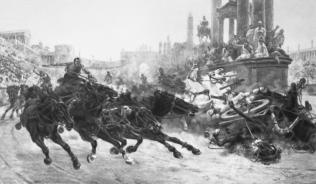 Detail of Illustration of a Roman Chariot Race by Corbis