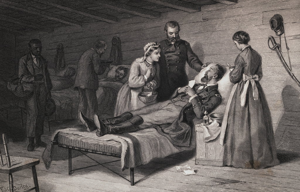 Detail of Civil War Soldier Dying in Bed by Corbis