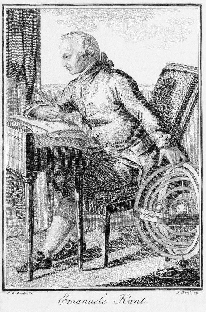 Detail of Engraving of Immanuel Kant at his Desk by Corbis