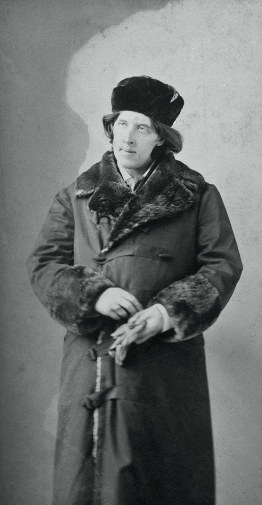 Detail of Portrait of Oscar Wilde Posing in Overcoat and Hat by Corbis