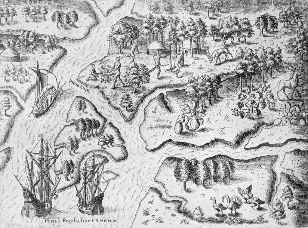 Detail of Early Map of Florida by Corbis