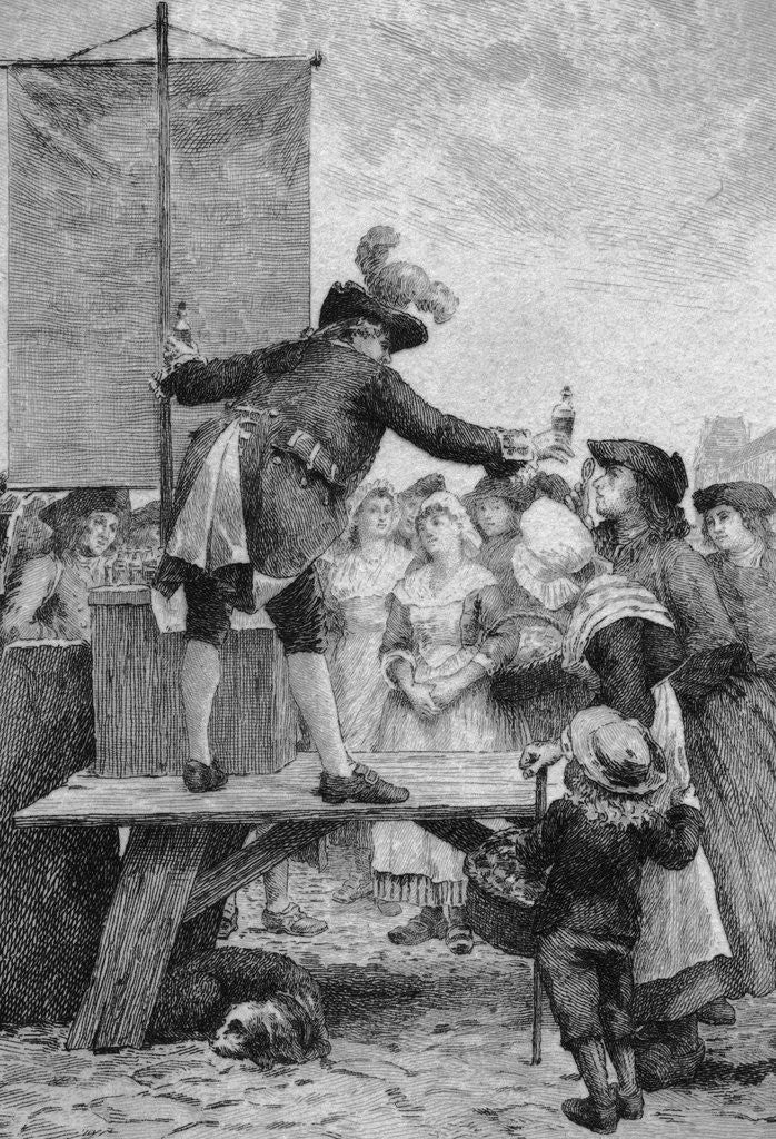 Detail of 18th Century Quack Salesman Selling Potions to Citizens by Corbis