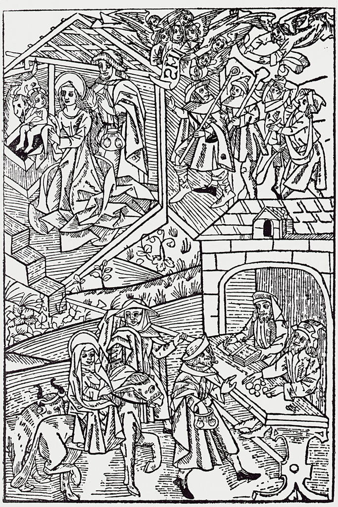 Detail of Woodcut with Scenes from the Birth of Christ by Corbis