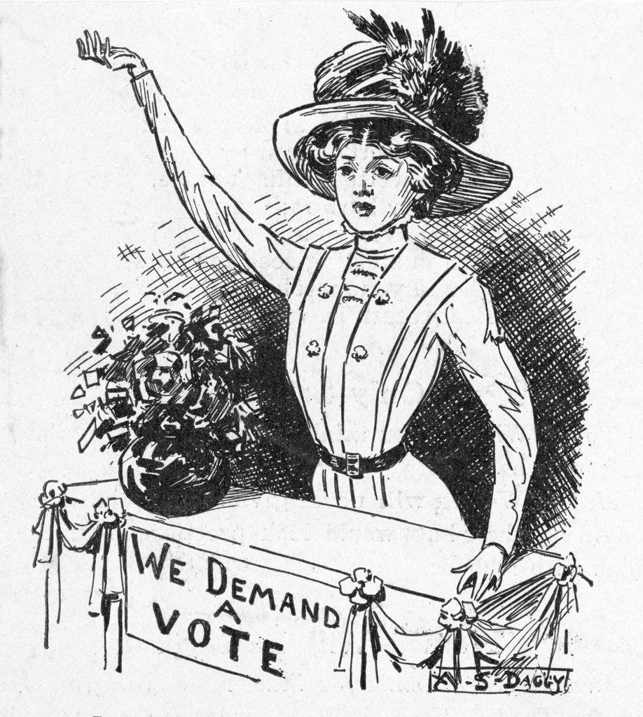 Detail of Political Cartoon on Suffrage Movement by Corbis