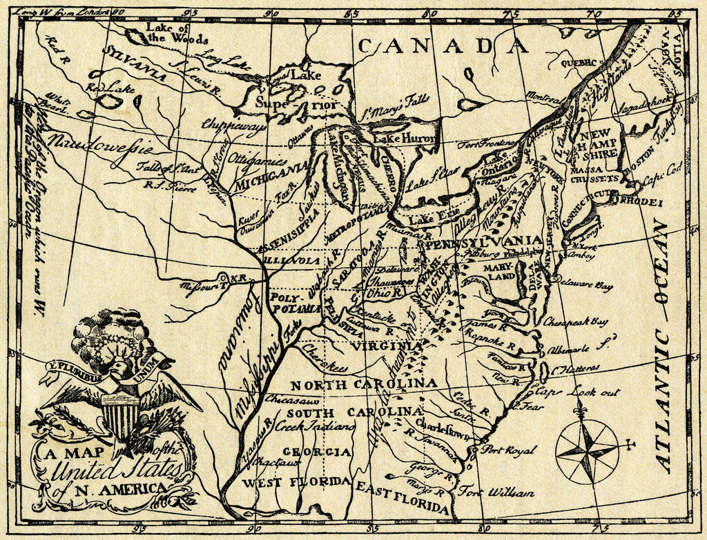 Detail of Map of the Early United States by Corbis