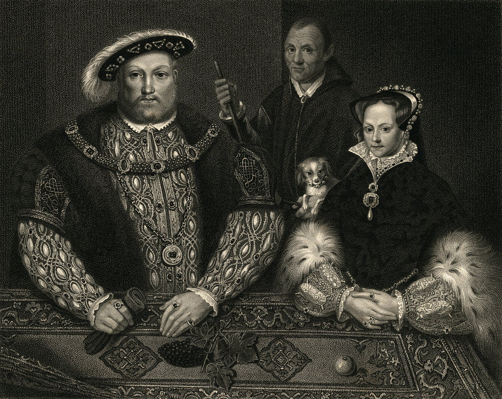 Detail of Portrait of King Henry VIII and Queen Mary with Jester by Corbis