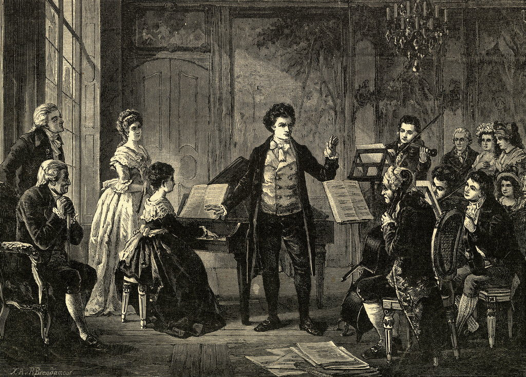 Detail of Ludwig Von Beethoven Conducting Rasumowsky Quartette by Corbis