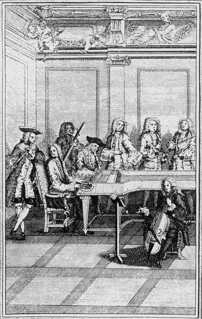 Detail of Engraving of a Traditional 18th-Century Chamber Orchestra by Corbis